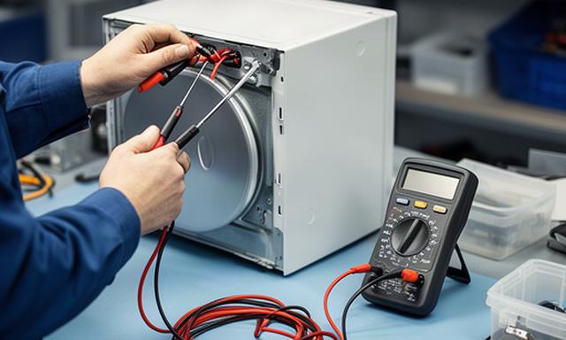 Technicus voert metingen uit aan een elektronisch apparaat